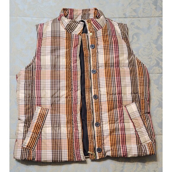 Liz Claiborne Plaid Quilted Puffer Vest Large Full Zip - Picture 2 of 8